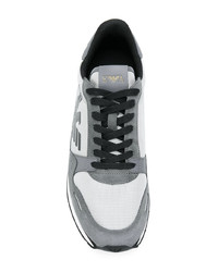 graue Leder niedrige Sneakers von Emporio Armani