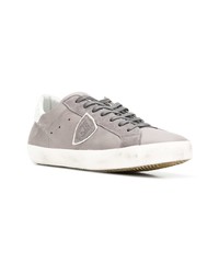 graue Leder niedrige Sneakers von Philippe Model