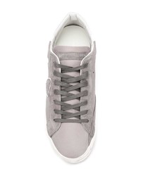 graue Leder niedrige Sneakers von Philippe Model