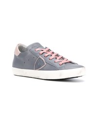 graue Leder niedrige Sneakers von Philippe Model