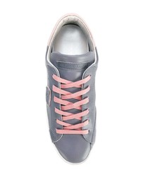 graue Leder niedrige Sneakers von Philippe Model