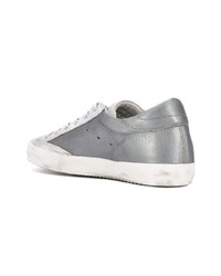 graue Leder niedrige Sneakers von Philippe Model