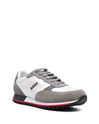 graue Leder niedrige Sneakers von BOSS