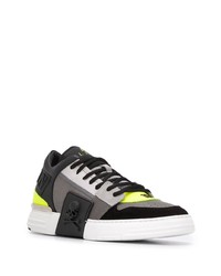 graue Leder niedrige Sneakers von Philipp Plein