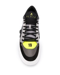 graue Leder niedrige Sneakers von Philipp Plein