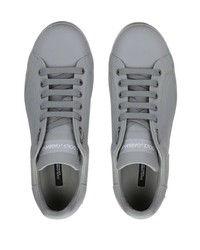 graue Leder niedrige Sneakers von Dolce & Gabbana