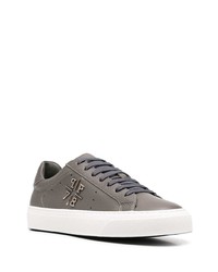 graue Leder niedrige Sneakers von Philipp Plein