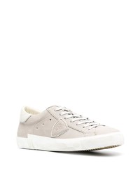 graue Leder niedrige Sneakers von Philippe Model Paris