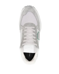 graue Leder niedrige Sneakers von Philippe Model Paris