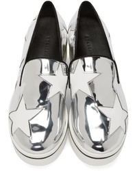 graue Leder niedrige Sneakers von Stella McCartney