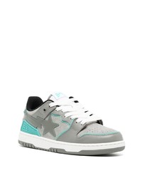 graue Leder niedrige Sneakers von A Bathing Ape