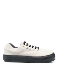 graue Leder niedrige Sneakers von Sunnei