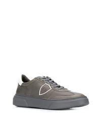 graue Leder niedrige Sneakers von Philippe Model