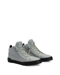 graue Leder niedrige Sneakers von Giuseppe Zanotti
