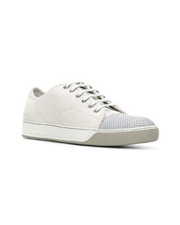 graue Leder niedrige Sneakers von Lanvin