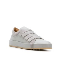 graue Leder niedrige Sneakers von Jil Sander