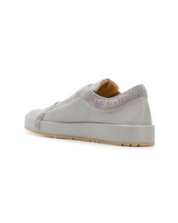 graue Leder niedrige Sneakers von Jil Sander