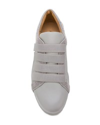 graue Leder niedrige Sneakers von Jil Sander