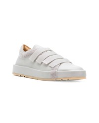 graue Leder niedrige Sneakers von Jil Sander