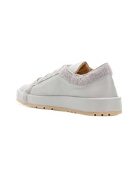 graue Leder niedrige Sneakers von Jil Sander