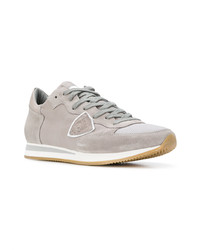 graue Leder niedrige Sneakers von Philippe Model