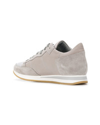 graue Leder niedrige Sneakers von Philippe Model