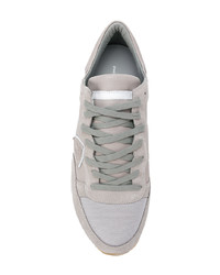 graue Leder niedrige Sneakers von Philippe Model