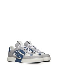 graue Leder niedrige Sneakers von Valentino Garavani