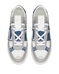 graue Leder niedrige Sneakers von Valentino Garavani