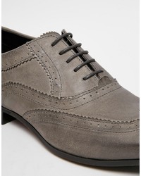 graue Leder Oxford Schuhe von Asos