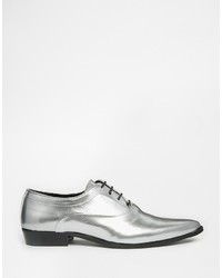 graue Leder Oxford Schuhe von Asos