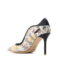 graue Leder Pumps mit Schlangenmuster von Malone Souliers