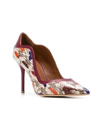 graue Leder Pumps mit Schlangenmuster von Malone Souliers