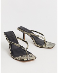 graue Leder Sandaletten mit Schlangenmuster von ASOS DESIGN
