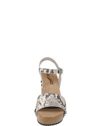 graue Leder Sandaletten mit Schlangenmuster von Softclox