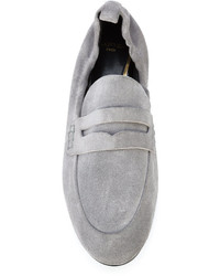 graue Leder Slipper von Lanvin