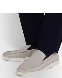 graue Leder Slipper von Ermenegildo Zegna