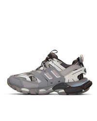 graue Leder Sportschuhe von Balenciaga