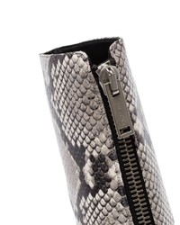 graue Leder Stiefeletten mit Schlangenmuster von Unravel Project