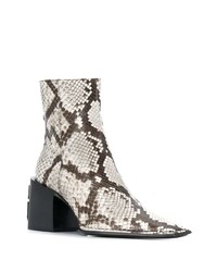 graue Leder Stiefeletten mit Schlangenmuster von T by Alexander Wang