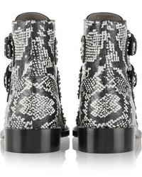 graue Leder Stiefeletten mit Schlangenmuster von Givenchy