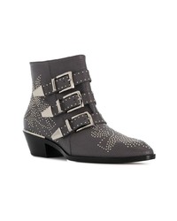 graue Leder Stiefeletten von Chloé