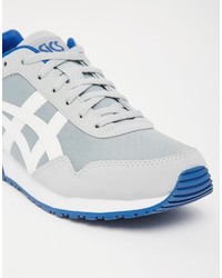 graue Leder Turnschuhe von Asics