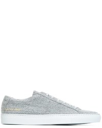 graue Leder Turnschuhe von Common Projects