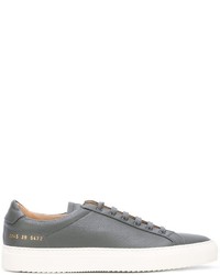 graue Leder Turnschuhe von Common Projects