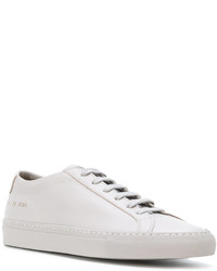 graue Leder Turnschuhe von Common Projects