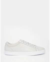 graue Leder Turnschuhe von Lacoste