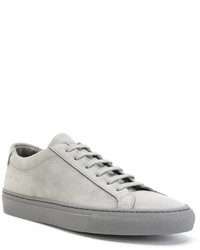 graue Leder Turnschuhe von Common Projects