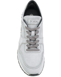 graue Leder Turnschuhe von Tod's