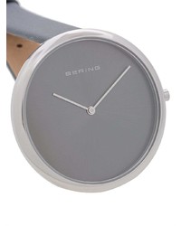 graue Leder Uhr von Bering